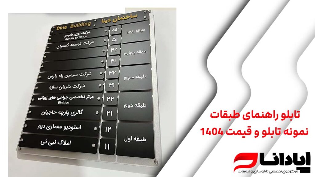 تابلو راهنمای طبقات + نمونه تابلو و قیمت 1404